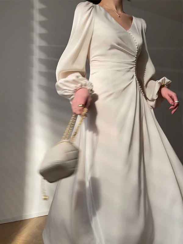 مدل لباس زنانه بلند ساده و شیک و مجلسی لاکچری برای عروسی
