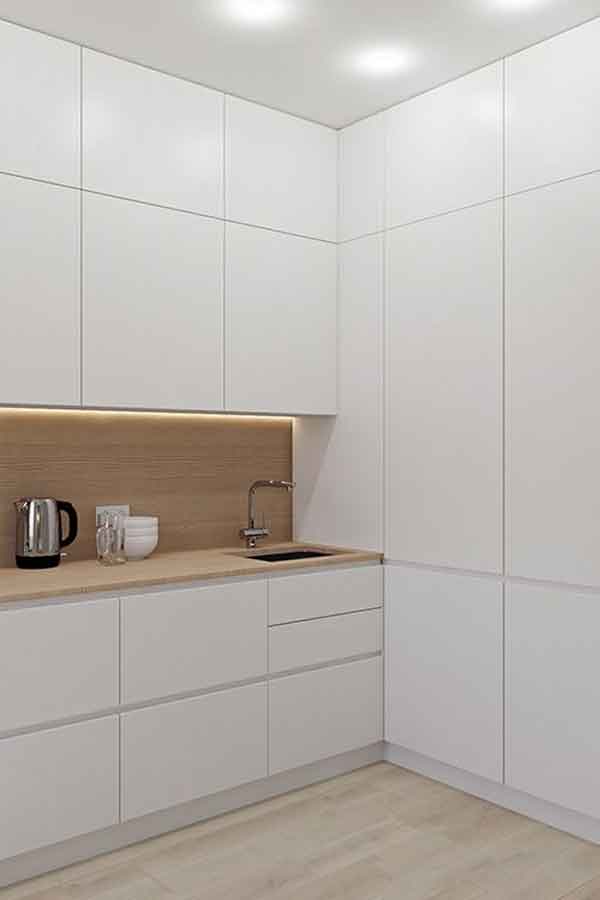 مدل کابینت سفید یکدست و طوسی و نقره ای و مدرن