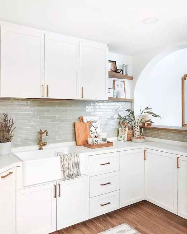 مدل کابینت سفید یکدست و طوسی و نقره ای و مدرن