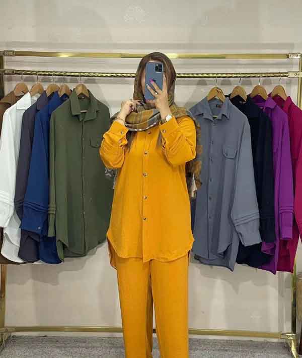 مدل لباس بلند با پارچه ابروبادی زنانه ساده دو تیکه و یکسره