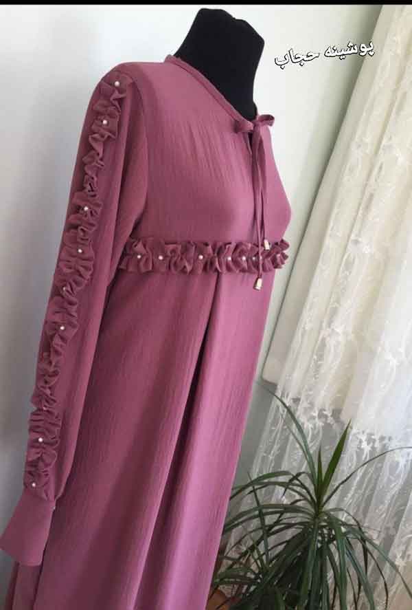 مدل لباس بلند با پارچه ابروبادی زنانه ساده دو تیکه و یکسره