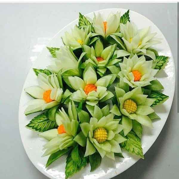 تزیین خیار برای میوه ارایی به شکل های متنوع