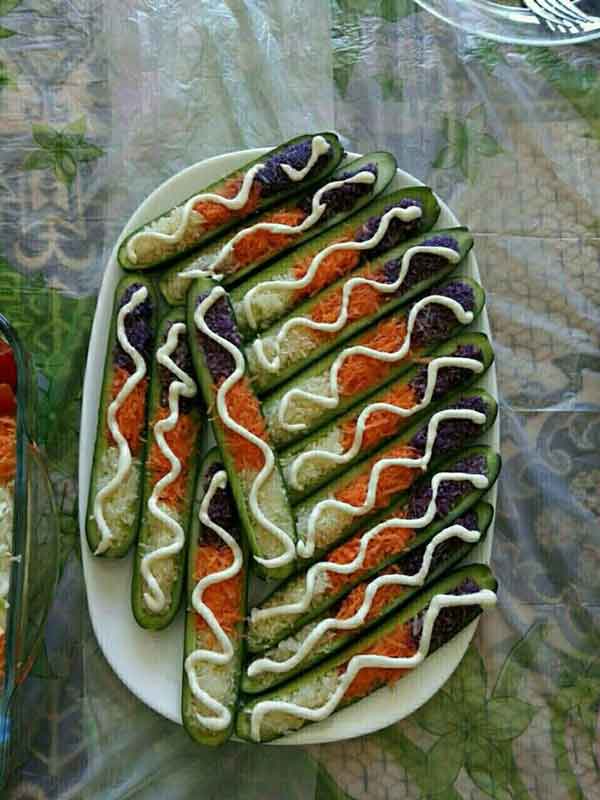تزیین خیار برای میوه ارایی به شکل های متنوع