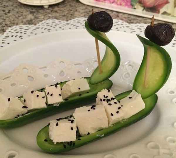 تزیین خیار برای میوه ارایی به شکل های متنوع