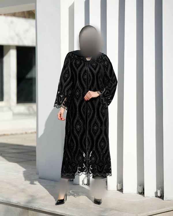 مدل مانتو مجلسی با گیپور کار شده با استر رنگی جذاب و جدید