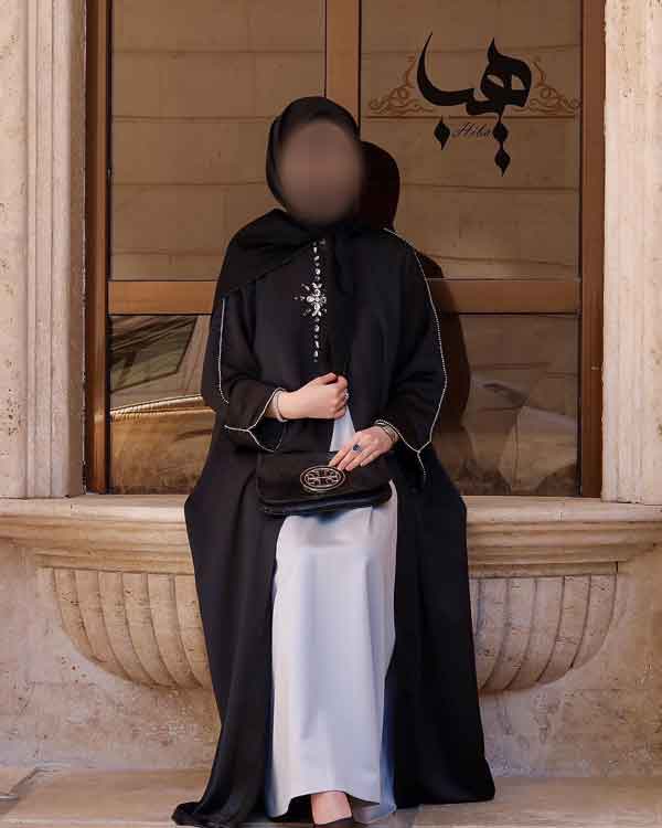 مدل مانتو مجلسی بلند مشکی کرپ سبک و جدید جلو باز و بسته