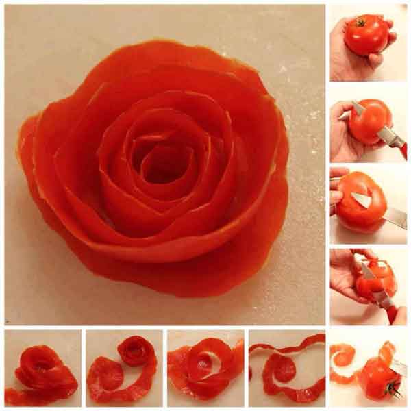 تزیین گوجه برای سالاد و دورچین بسیار زیبا و جدید اشکال مختلف