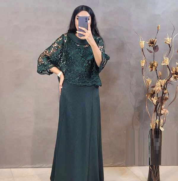 مدل لباس مجلسی با پارچه گیپور گل برجسته زیبا ساده شیک