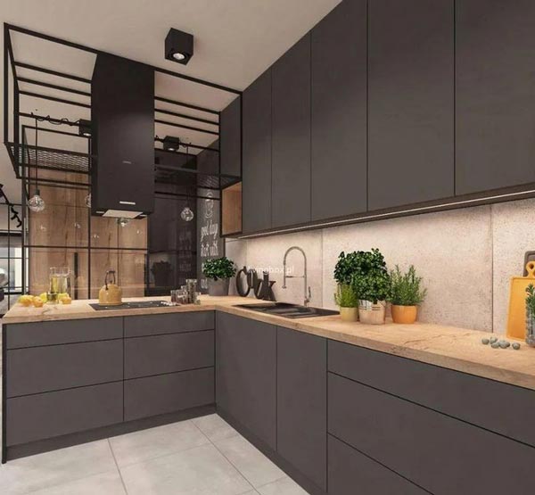 مدل کابینت آشپزخانه ایرانی جدید لوکس مدرن با رنگ های تیره و روشن