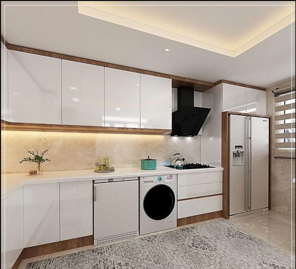 مدل کابینت آشپزخانه ایرانی جدید لوکس مدرن با رنگ های تیره و روشن