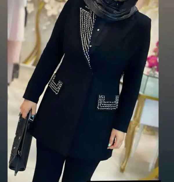 مدل مانتو ابروبادی دکمه دار مشکی شیک جذاب متنوع زنانه و دخترانه