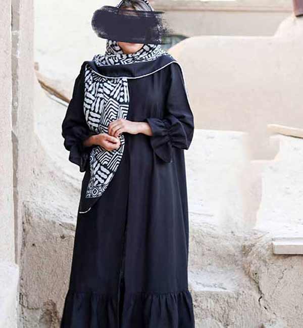 مدل مانتو ابروبادی دکمه دار مشکی شیک جذاب متنوع زنانه و دخترانه