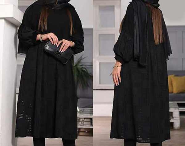 مدل مانتو ابروبادی دکمه دار مشکی شیک جذاب متنوع زنانه و دخترانه