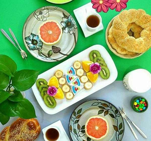 تزیین صبحانه عروس دونفره با ایده های زیبا خلاقانه باسلیقه و متنوع