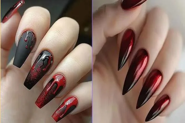 طراحی ناخن آمبره قرمز+15 عکس جذاب
