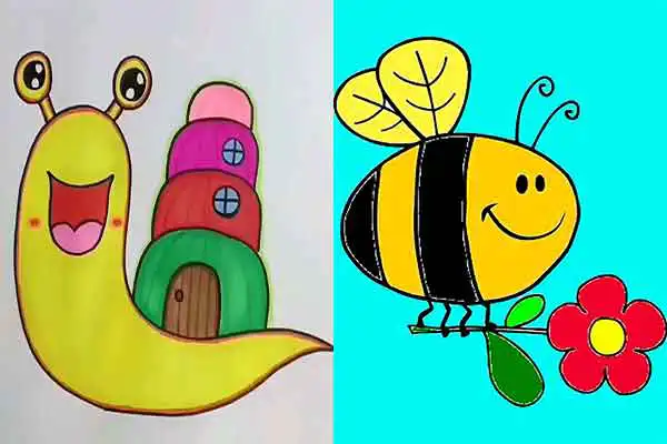 ایده نقاشی آسان + ساده ترین ایده نقاشی اسان رنگارنگ برای کودکان
