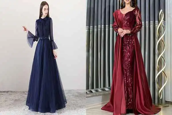 مدل لباس مجلسی استین دار بلند جدید + طرح های شیک و لاکچری لباس مجلسی آستین دار بلند جدید و مدرن