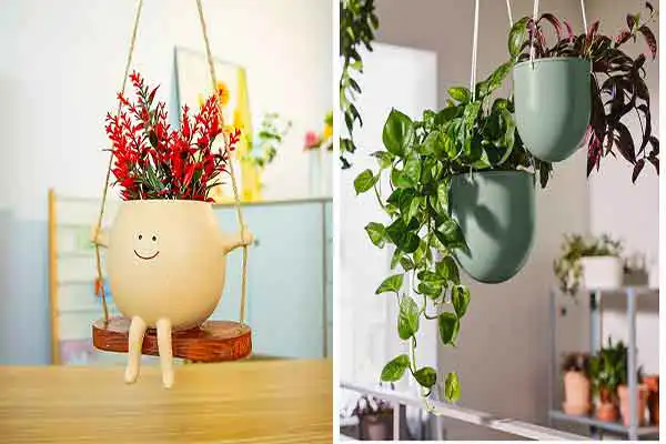 مدل گلدان اویز + طرح های شیک و فانتزی جذاب گلدان آویز برای خانه