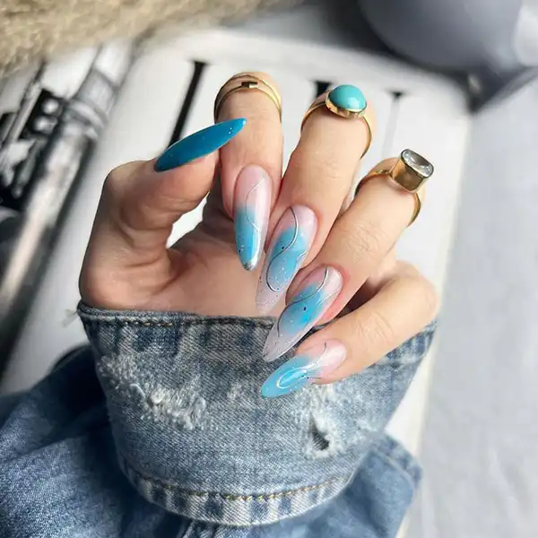 مدل ناخن ابی + انواع رنگ های کمرنگ و پررنگ و پاستیلی ناخن آبی لاکچری شیک